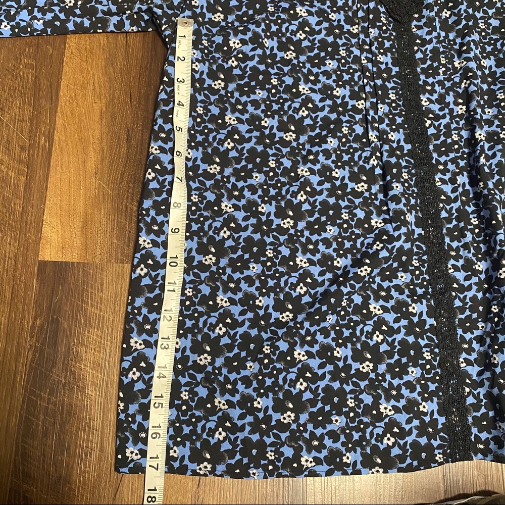 Bella Kim gravel blue floral peasant sleeve L - Picture 7 of 9